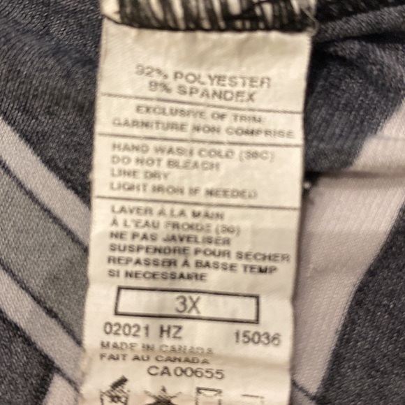 ENCORE V-Neck top Abstract Black White Grey Babydoll Empire Womens Plus Size 3X - Picture 4 of 10